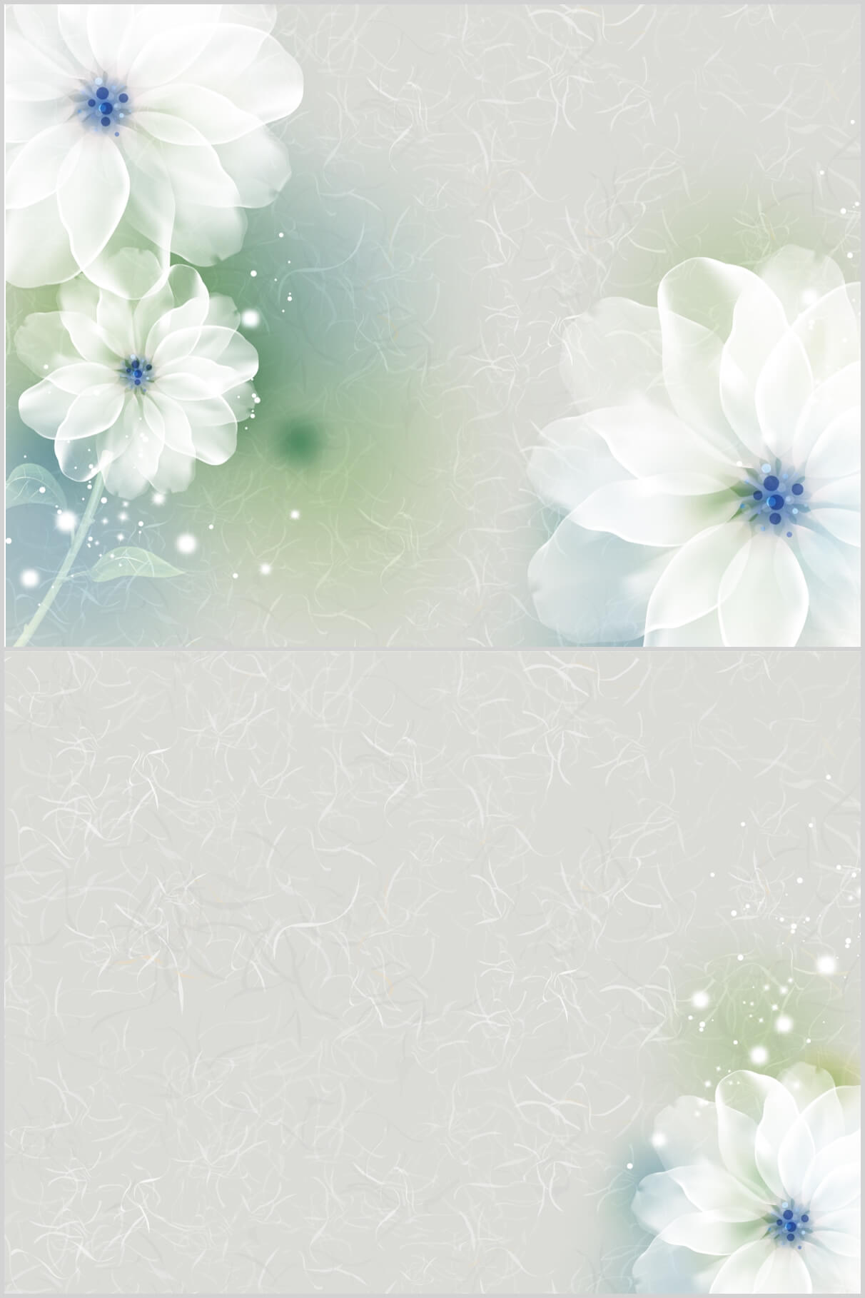 梦幻唯美的白色粒子花朵清新ppt背景图片素材