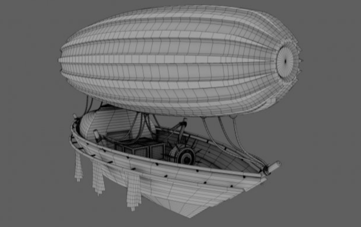 流线型艇体线性效果设计天空飞艇cinema4d工程模型-92素材网