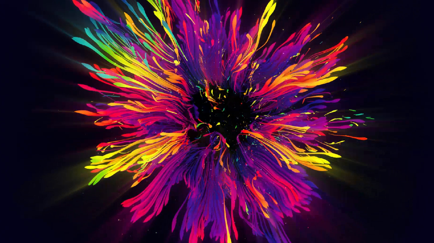 鲜明的水彩流体以花朵绽放的形式来演绎,整个画面瞬间充满艺术效果