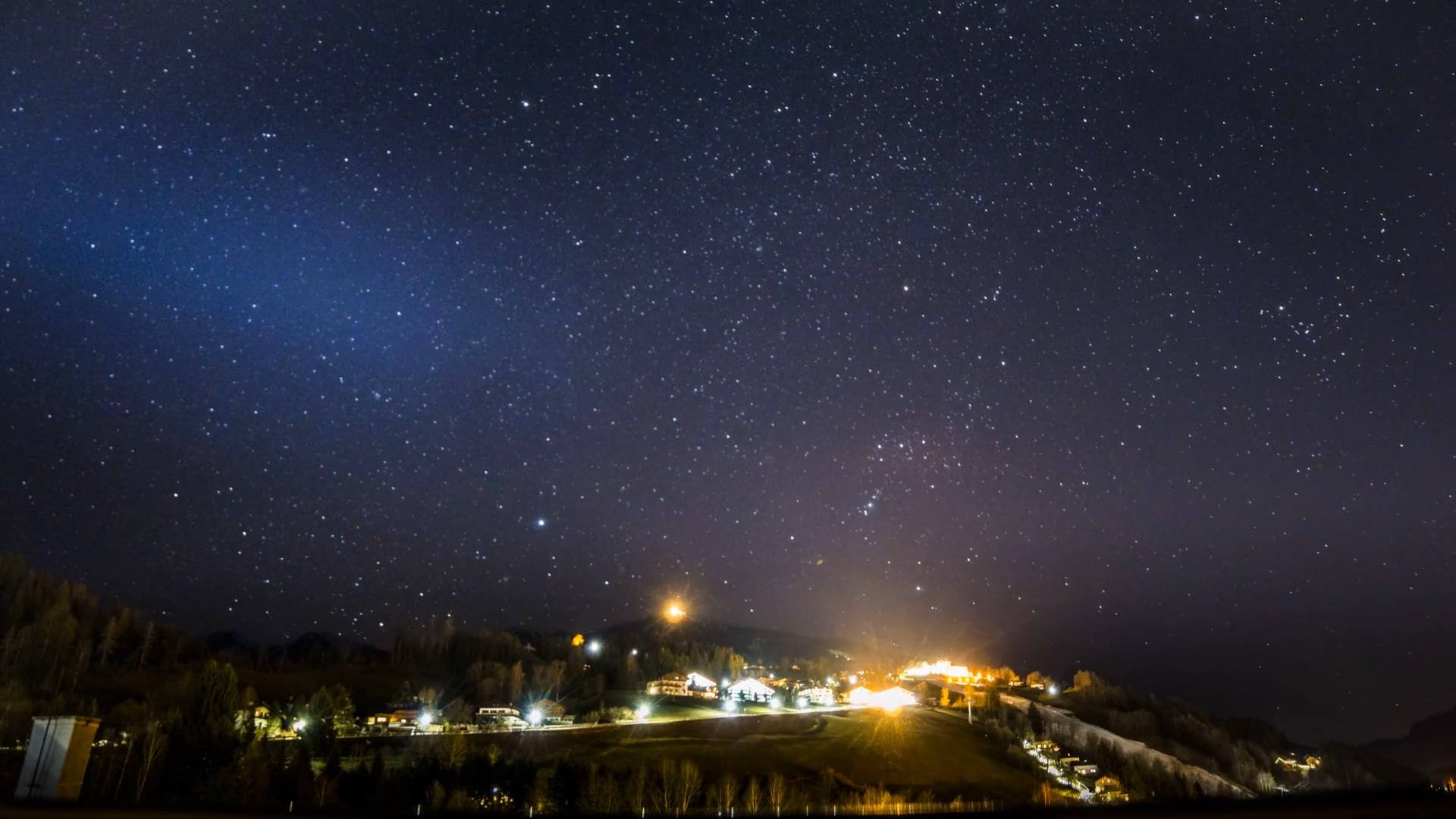 星空素材-燈火通明夜晚星空風景展示唯美夜景高清實拍視頻素材-92素材